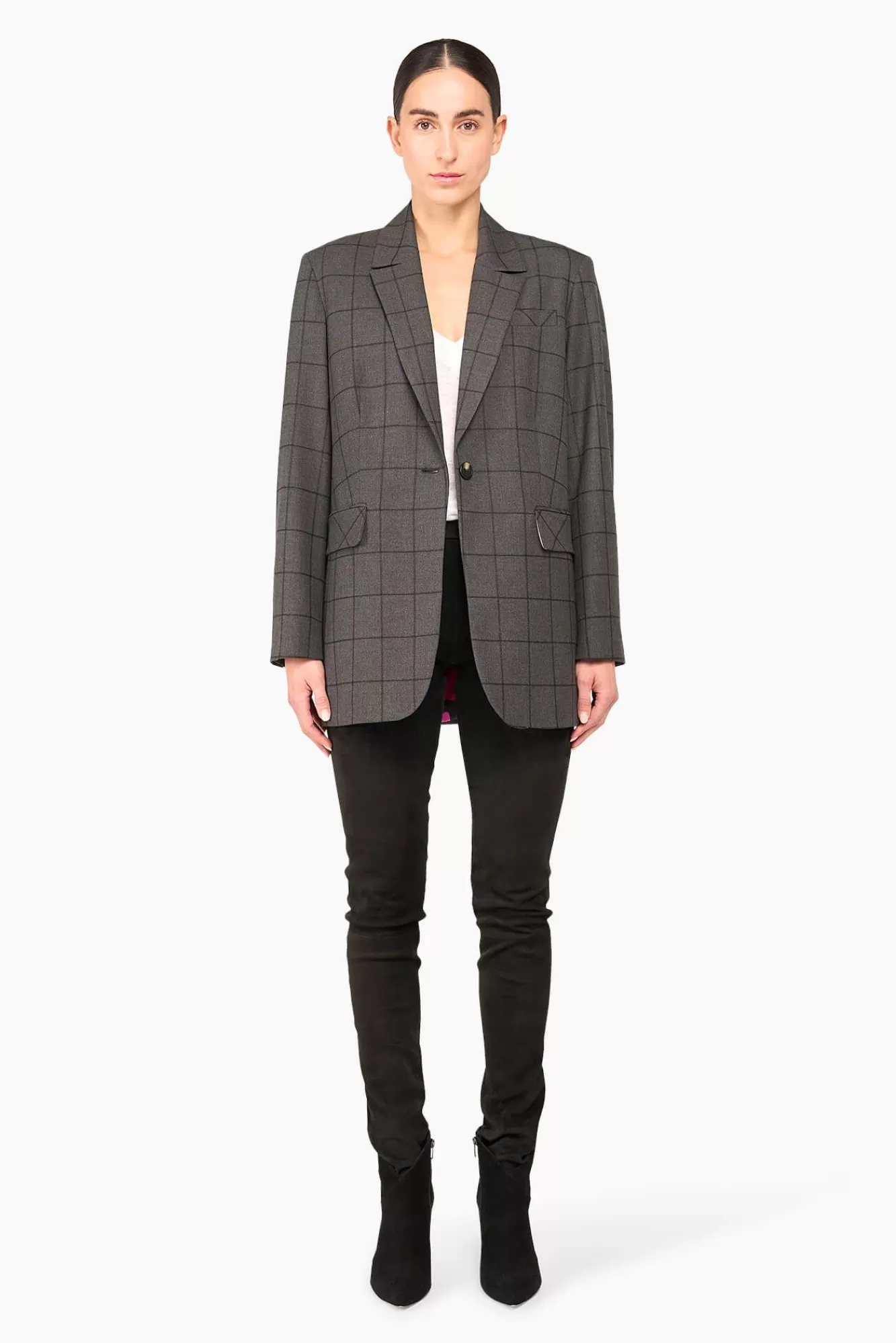 Shop JANICE Blazer Dames Ruit Hank Grijs