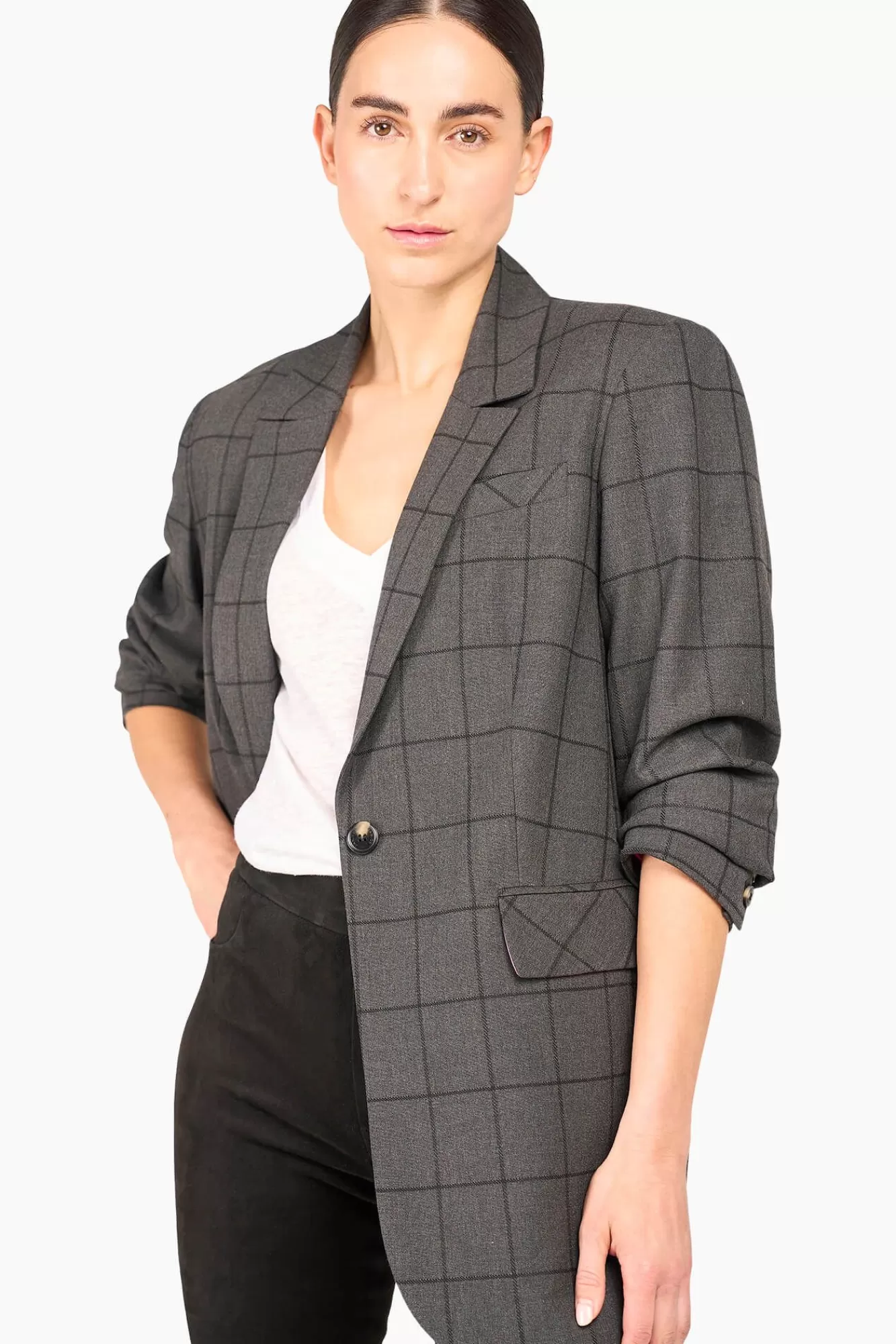 Shop JANICE Blazer Dames Ruit Hank Grijs