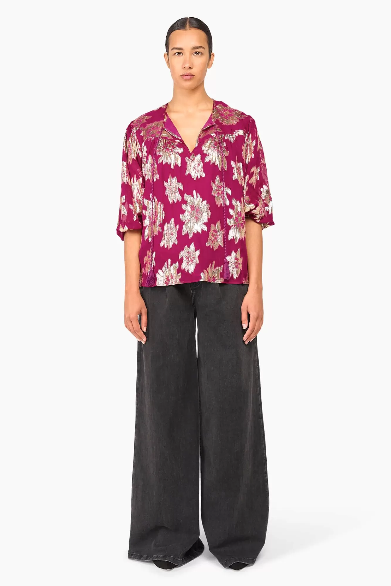 Cheap JANICE Blouse Dames Viscose Lurex Toby Burgundy