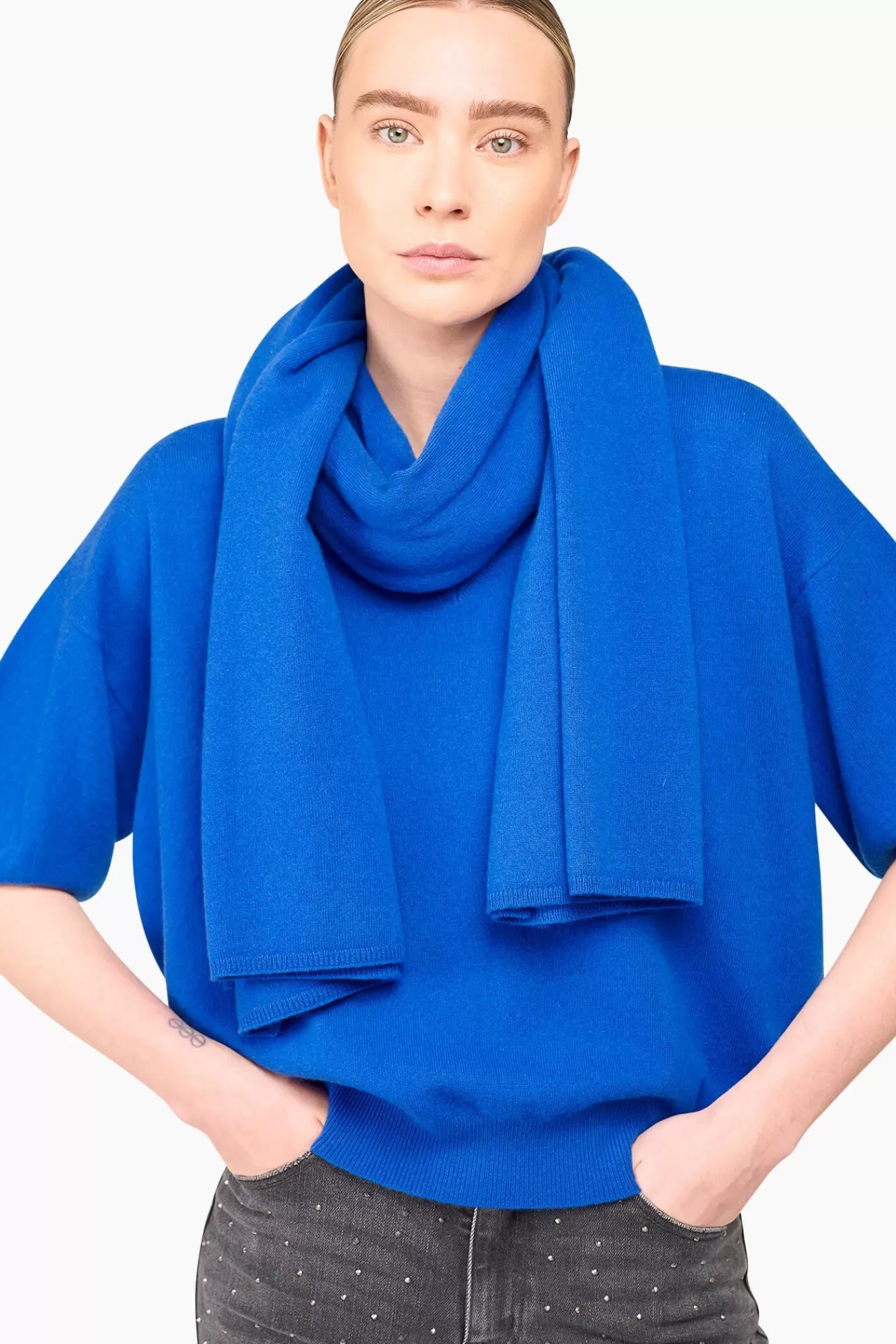 Store JANICE Cashmere Blend Sjaal Santos Blauw