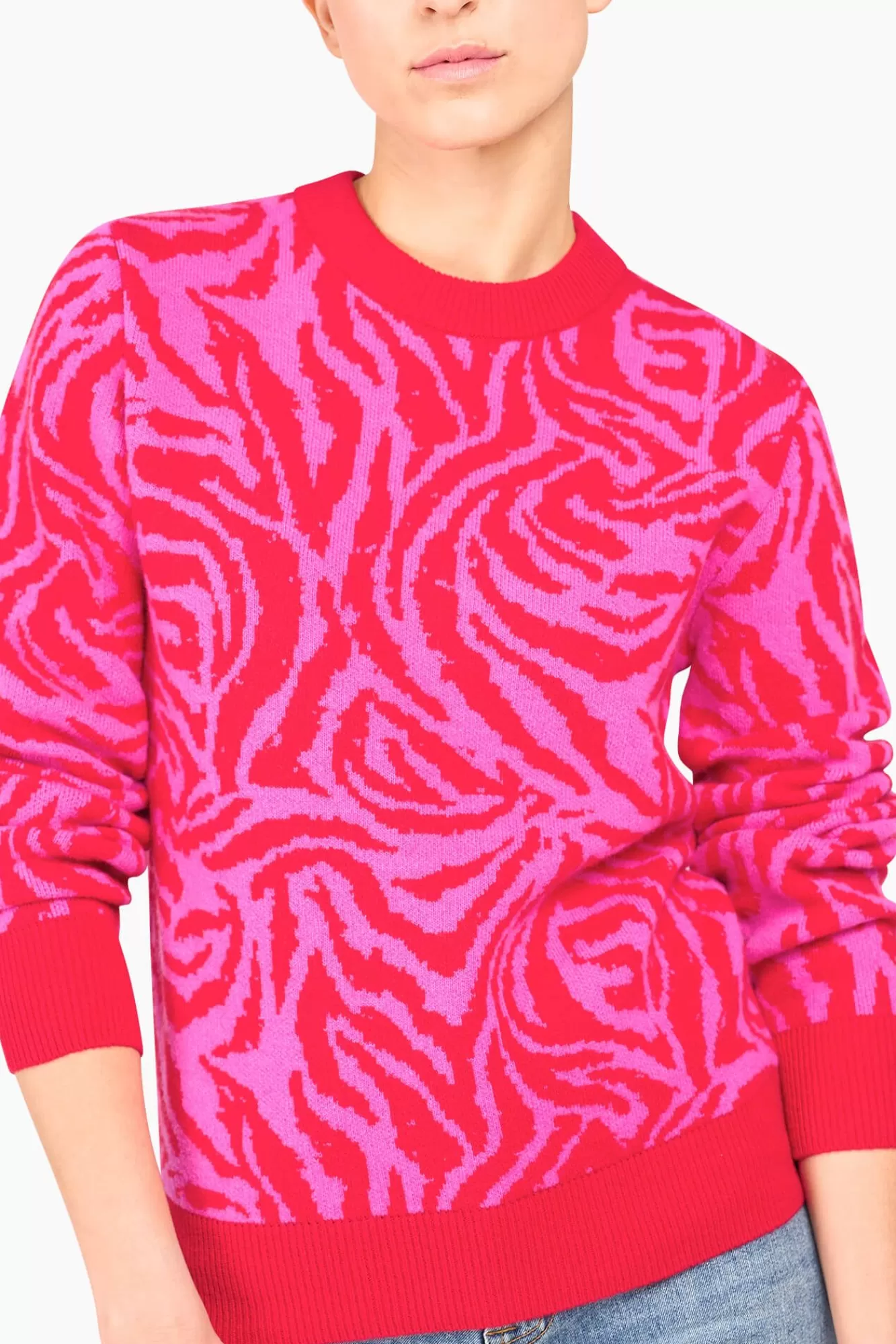 Flash Sale JANICE Cashmere Trui Dames Sym Tijger Print Roze