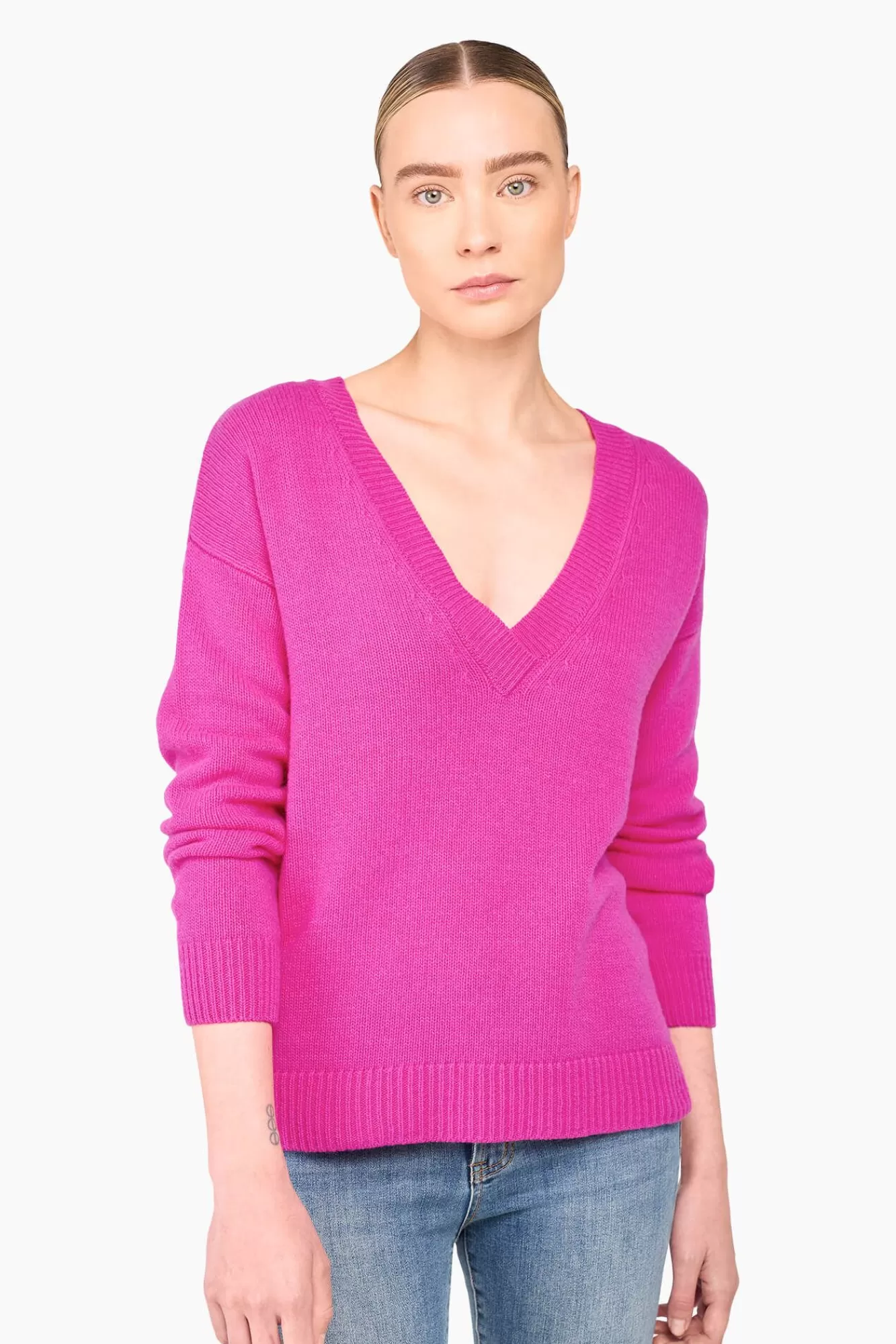 Cheap JANICE Cashmere Trui Dames Vhals Brick Roze