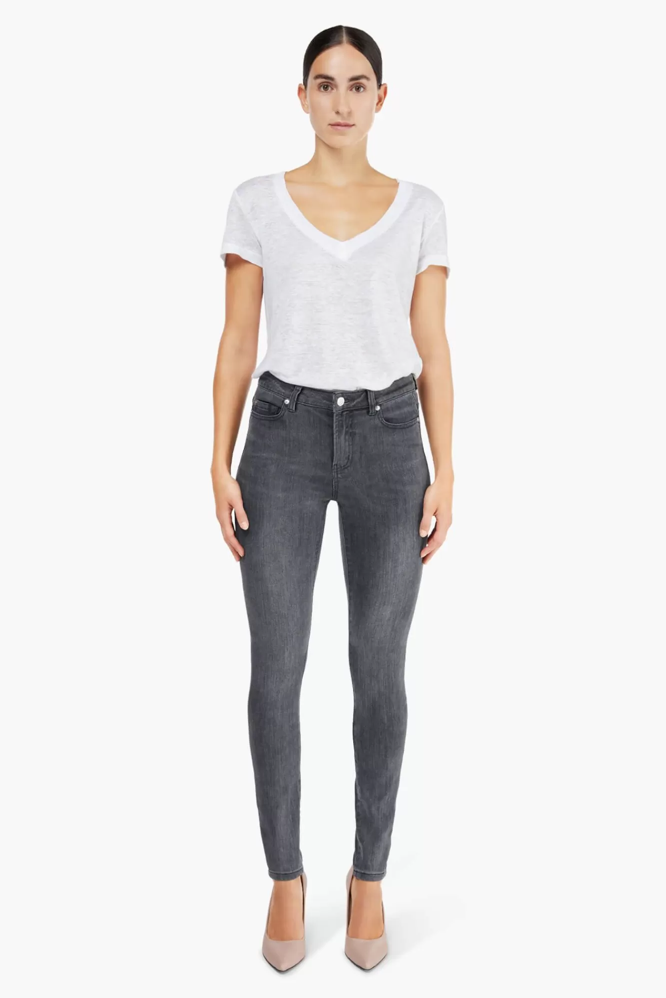 Sale JANICE Grijze High Waist Skinny Jeans Rocket Grey 007