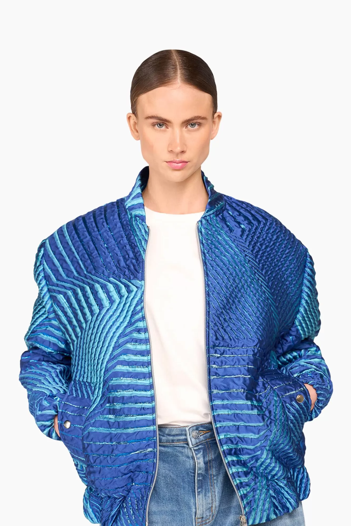 Online JANICE Jas Dames Bomber Rick Blauw