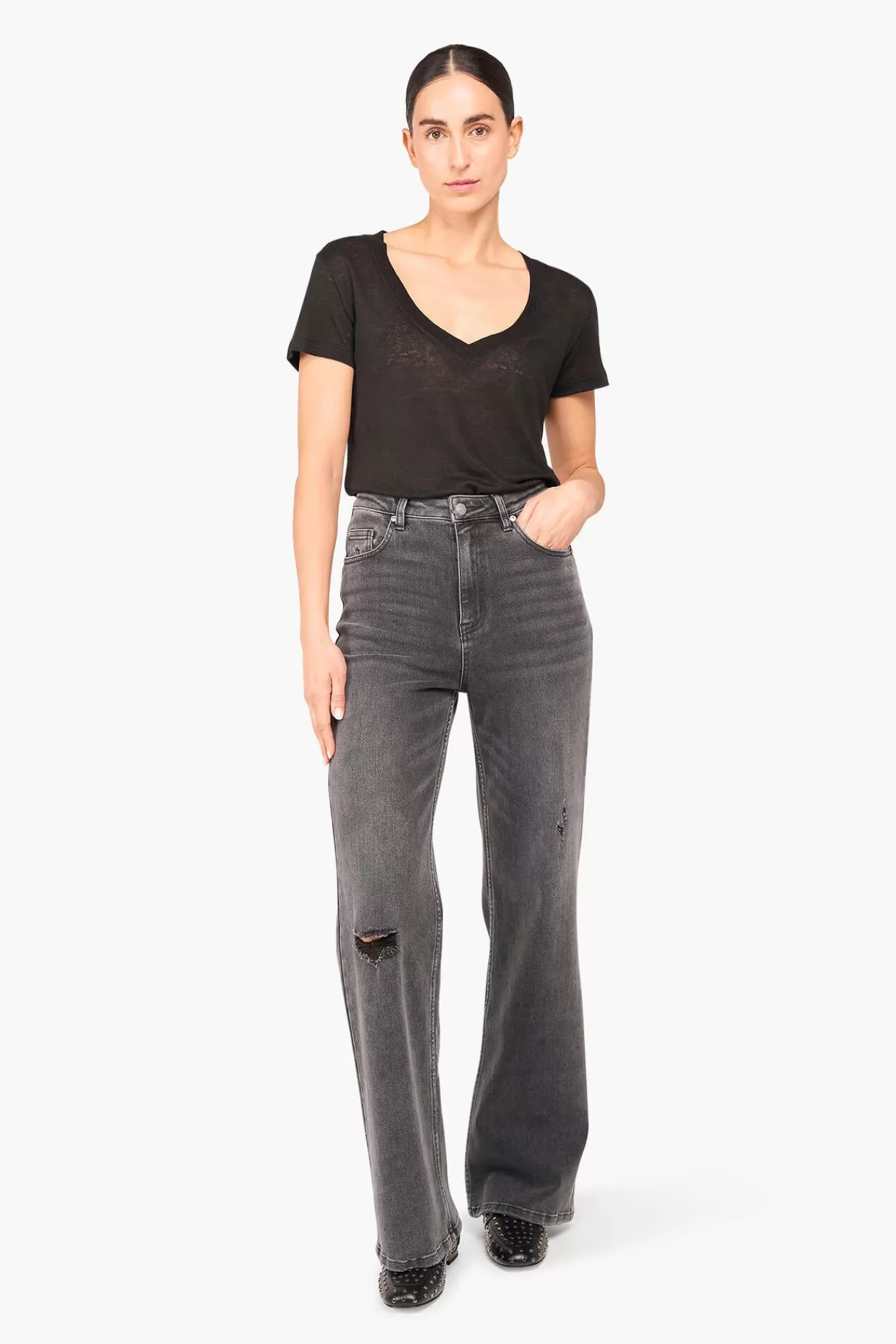 Flash Sale JANICE Jeans Dames Wijde Pijp Jason Destroyed Grijs 811