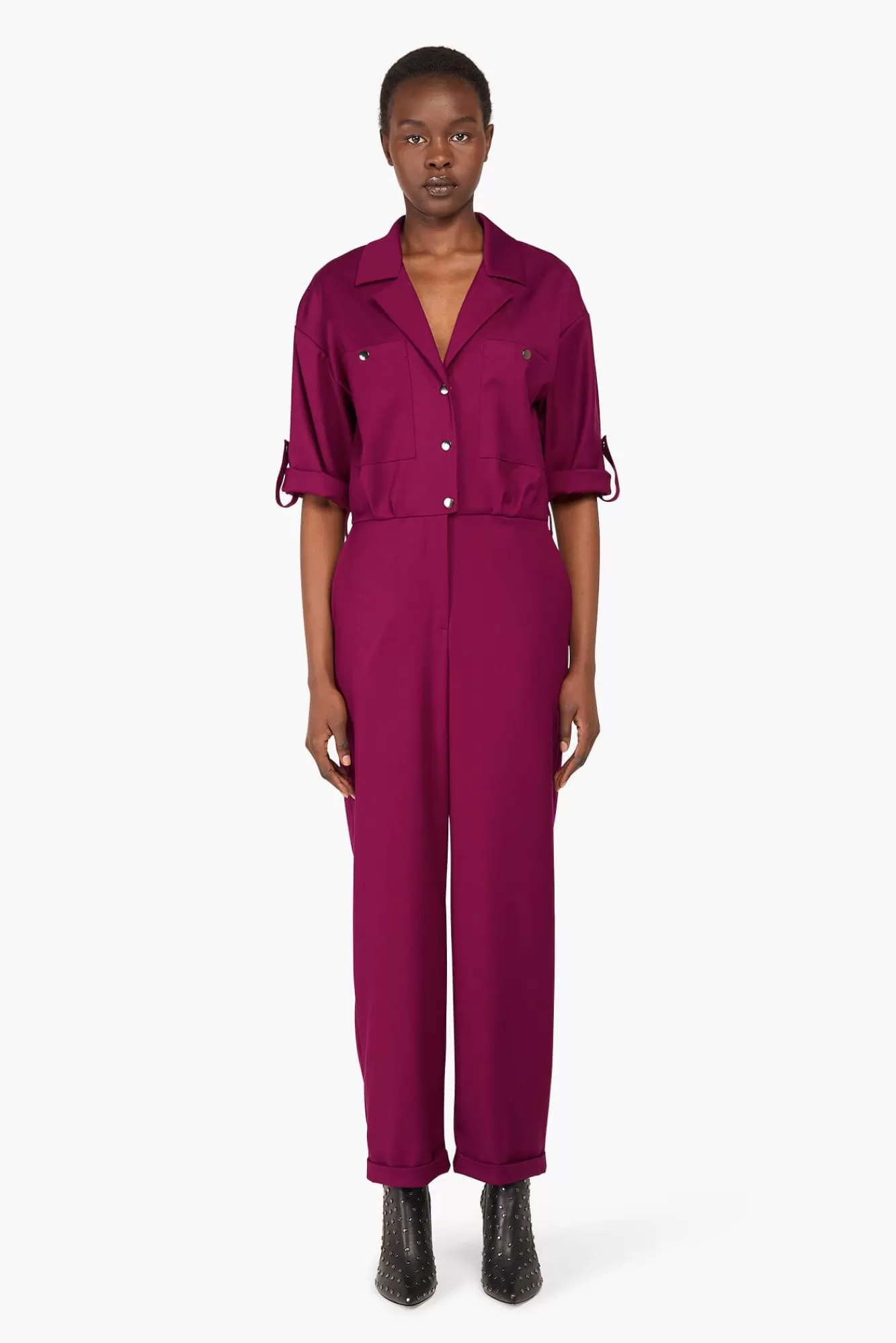 New JANICE Jumpsuit Dames Stretch London Burgundy