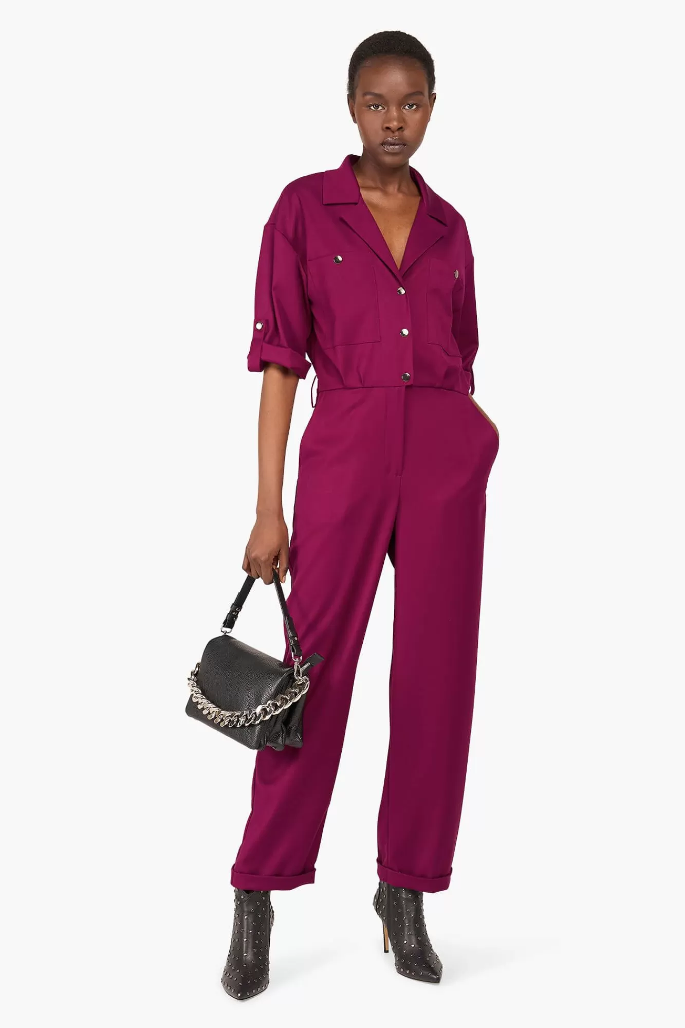 New JANICE Jumpsuit Dames Stretch London Burgundy