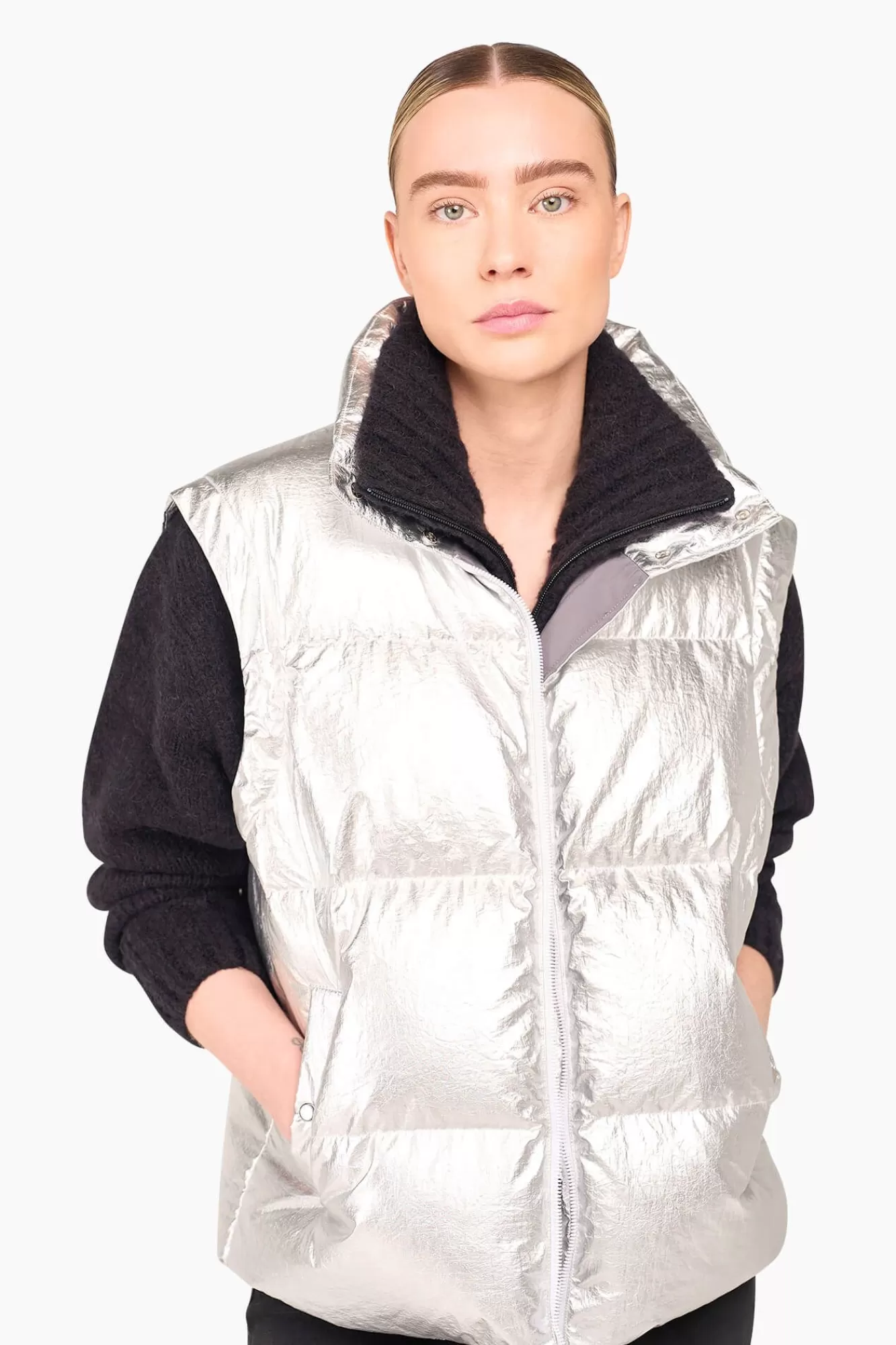 Hot JANICE Puffer Vest Dames Byron Silver