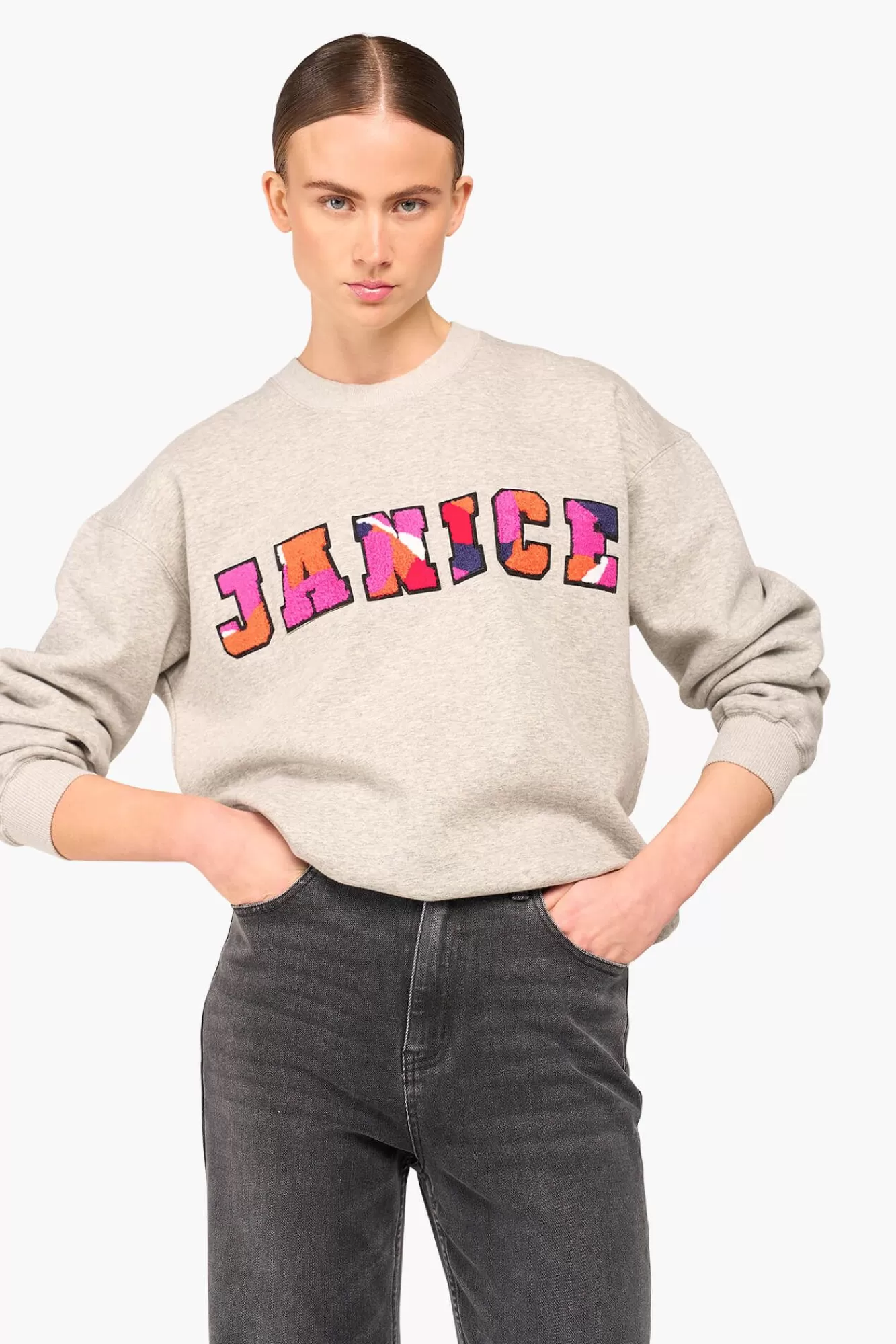 Sale JANICE Sweater Dames Andy Logo Grijs