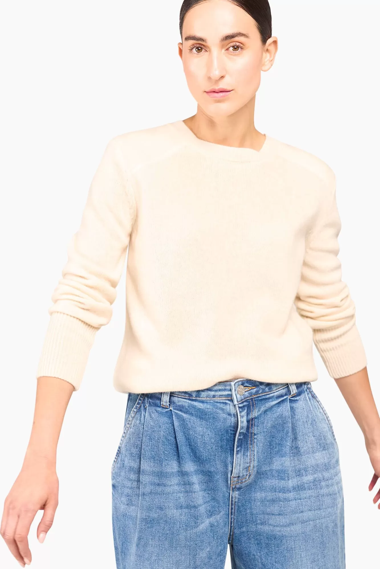 Best JANICE Witte Cashmere Dames Trui Brody Off-White