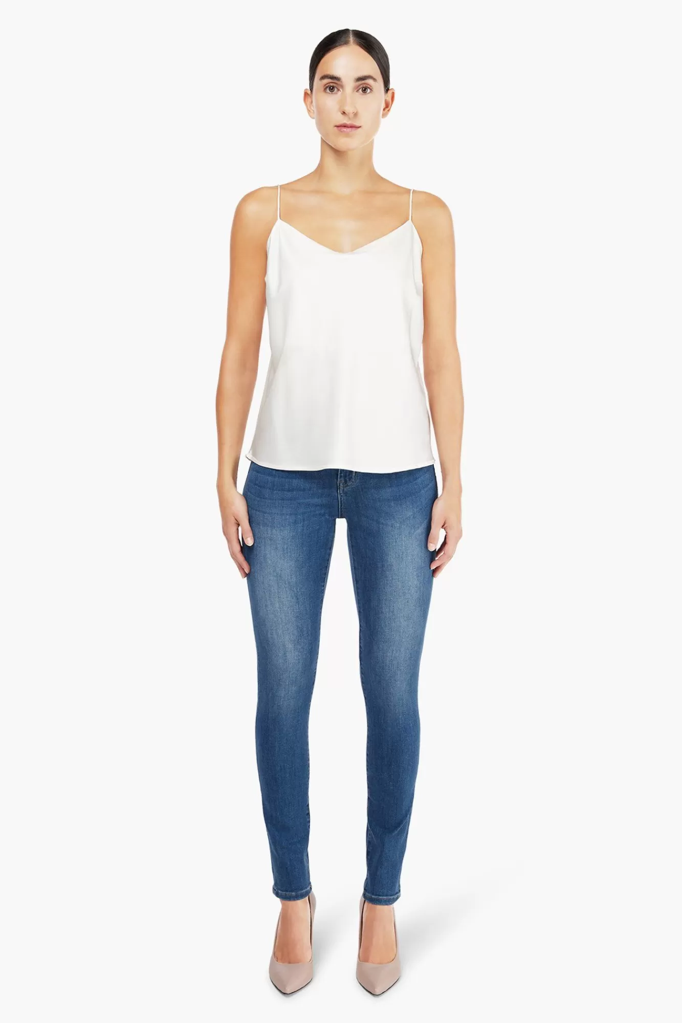 Shop JANICE Witte Zijden Top River White