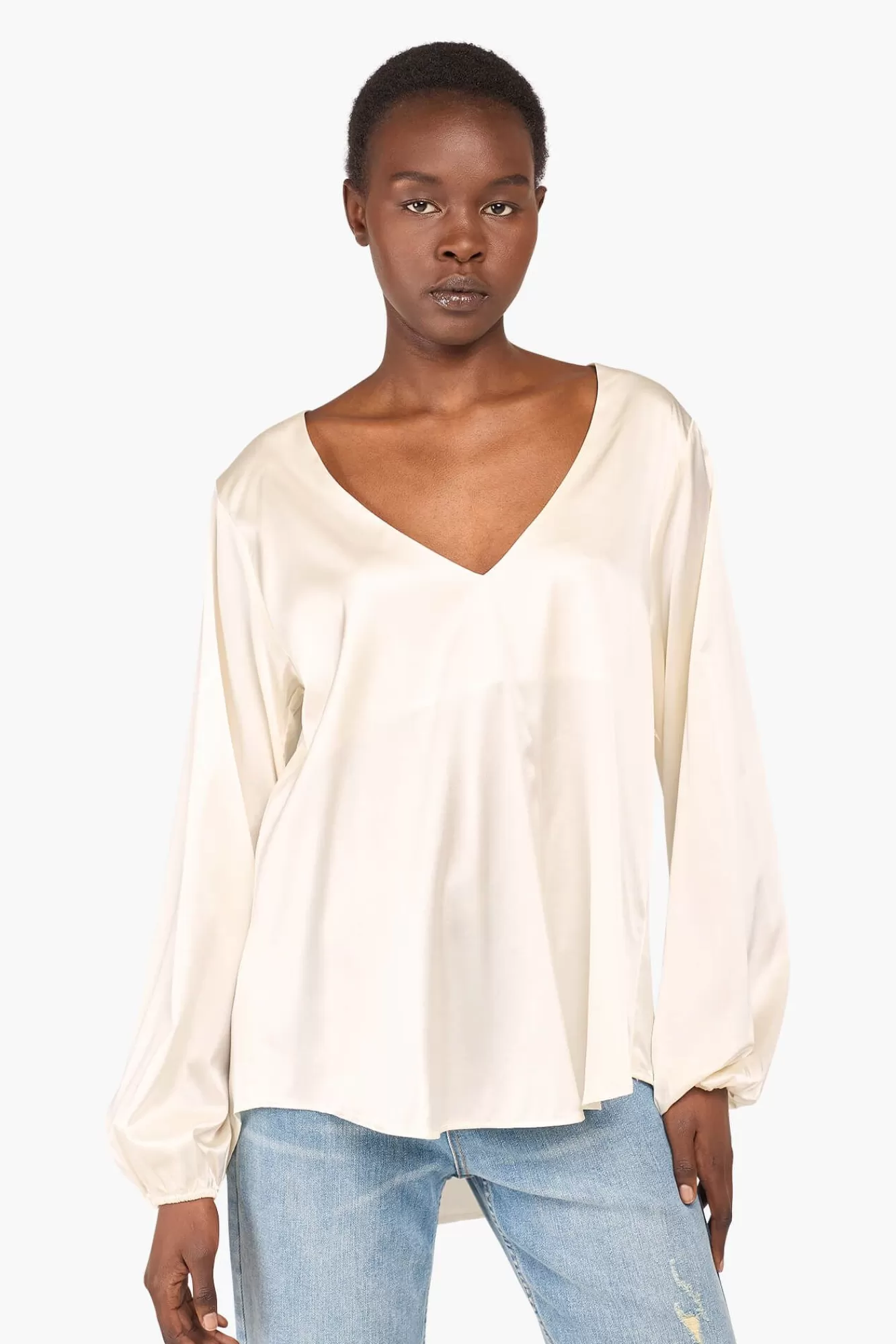 Best JANICE Zijden Blouse Dames Tristan Off White