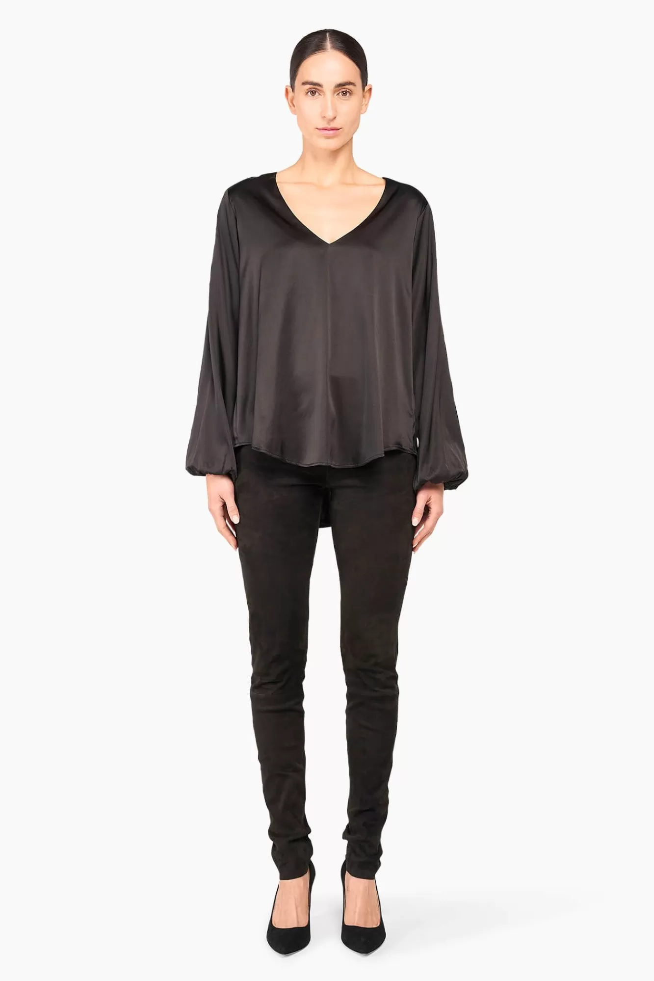 Best JANICE Zijden Blouse Dames Tristan Zwart